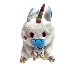 Large white rainbow unicorn with attached baby